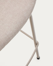 Load image into Gallery viewer, Yvette stool in beige chenille and steel legs in a beige finish, 65 cm high - image 9