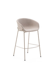 Load image into Gallery viewer, Yvette stool in beige chenille and steel legs in a beige finish, 75 cm high