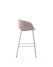 Load image into Gallery viewer, Yvette stool in beige chenille and steel legs in a beige finish, 75 cm high - image 2
