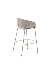 Load image into Gallery viewer, Yvette stool in beige chenille and steel legs in a beige finish, 75 cm high - image 3