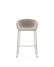 Load image into Gallery viewer, Yvette stool in beige chenille and steel legs in a beige finish, 75 cm high - image 4