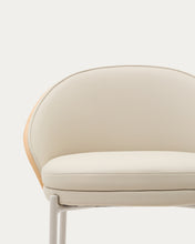 Load image into Gallery viewer, Eamy stool in beige faux leather, natural finish ash veneer and beige metal 77cm - image 9