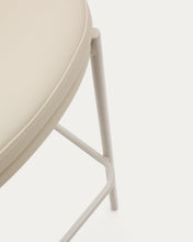 Load image into Gallery viewer, Eamy stool in beige faux leather, natural finish ash veneer and beige metal 77cm - image 12