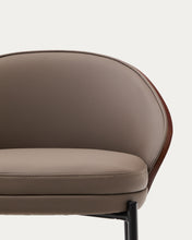 Load image into Gallery viewer, Eamy stool in brown faux leather, ash veneer with walnut finish and brown metal 77 cm - image 10