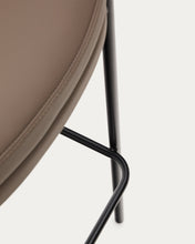 Load image into Gallery viewer, Eamy stool in brown faux leather, ash veneer with walnut finish and brown metal 77 cm - image 13