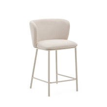 Load image into Gallery viewer, Ciselia stool in beige chenille and beige steel, height 65 cm, FSC Mix Credit