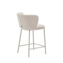 Load image into Gallery viewer, Ciselia stool in beige chenille and beige steel, height 65 cm, FSC Mix Credit - image 3