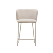 Load image into Gallery viewer, Ciselia stool in beige chenille and beige steel, height 65 cm, FSC Mix Credit - image 4