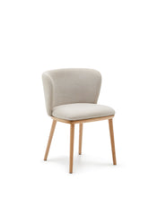 Load image into Gallery viewer, Ciselia chair beige chenille and solid ash wood natural tone finish FSC Mix Credit