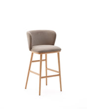 Load image into Gallery viewer, Ciselia stool brown chenille and solid ash wood natural tone finish FSC Mix Credit 75 cm - image 2