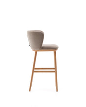 Load image into Gallery viewer, Ciselia stool brown chenille and solid ash wood natural tone finish FSC Mix Credit 75 cm - image 4
