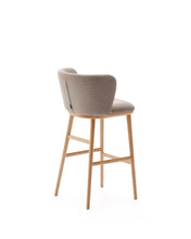 Load image into Gallery viewer, Ciselia stool brown chenille and solid ash wood natural tone finish FSC Mix Credit 75 cm - image 6