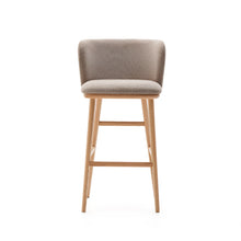 Load image into Gallery viewer, Ciselia stool brown chenille and solid ash wood natural tone finish FSC Mix Credit 75 cm - image 7