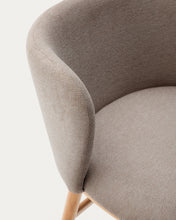 Load image into Gallery viewer, Ciselia stool brown chenille and solid ash wood natural tone finish FSC Mix Credit 75 cm - image 13