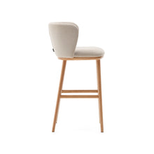Load image into Gallery viewer, Ciselia stool beige chenille and solid ash wood natural tone finish FSC Mix Credit 75 cm - image 3