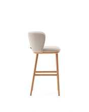 Load image into Gallery viewer, Ciselia stool beige chenille and solid ash wood natural tone finish FSC Mix Credit 75 cm - image 4