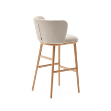 Load image into Gallery viewer, Ciselia stool beige chenille and solid ash wood natural tone finish FSC Mix Credit 75 cm - image 5
