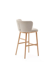 Load image into Gallery viewer, Ciselia stool beige chenille and solid ash wood natural tone finish FSC Mix Credit 75 cm - image 6