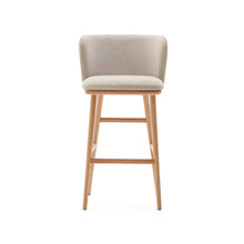 Load image into Gallery viewer, Ciselia stool beige chenille and solid ash wood natural tone finish FSC Mix Credit 75 cm - image 7