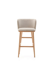 Load image into Gallery viewer, Ciselia stool beige chenille and solid ash wood natural tone finish FSC Mix Credit 75 cm - image 8