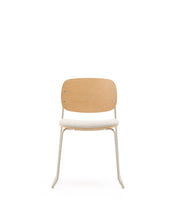 Load image into Gallery viewer, Meli stackable chair in poplar plywood with beige chenille seat and beige metal legs FSC Mix Credit - image 4