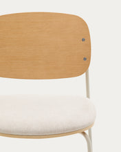 Load image into Gallery viewer, Meli stackable chair in poplar plywood with beige chenille seat and beige metal legs FSC Mix Credit - image 7