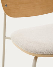 Load image into Gallery viewer, Meli stackable chair in poplar plywood with beige chenille seat and beige metal legs FSC Mix Credit - image 8