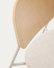 Load image into Gallery viewer, Meli stackable chair in poplar plywood with beige chenille seat and beige metal legs FSC Mix Credit - image 9