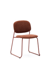 Load image into Gallery viewer, Meli stackable chair in terracotta chenille with terracotta metal legs FSC Mix Credit