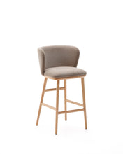 Load image into Gallery viewer, Ciselia stool brown chenille solid ash wood natural tone finish FSC Mix Credit 65 cm - image 2