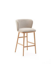 Load image into Gallery viewer, Ciselia stool beige chenille and solid ash wood natural tone finish FSC Mix Credit 65 cm - image 2