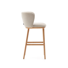Load image into Gallery viewer, Ciselia stool beige chenille and solid ash wood natural tone finish FSC Mix Credit 65 cm - image 3