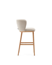 Load image into Gallery viewer, Ciselia stool beige chenille and solid ash wood natural tone finish FSC Mix Credit 65 cm - image 4