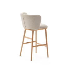 Load image into Gallery viewer, Ciselia stool beige chenille and solid ash wood natural tone finish FSC Mix Credit 65 cm - image 5