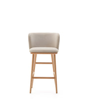 Load image into Gallery viewer, Ciselia stool beige chenille and solid ash wood natural tone finish FSC Mix Credit 65 cm - image 8