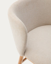 Load image into Gallery viewer, Ciselia stool beige chenille and solid ash wood natural tone finish FSC Mix Credit 65 cm - image 13