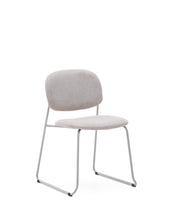 Load image into Gallery viewer, Meli stackable chair in beige chenille with beige metal legs FSC Mix Credit