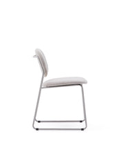 Load image into Gallery viewer, Meli stackable chair in beige chenille with beige metal legs FSC Mix Credit - image 2