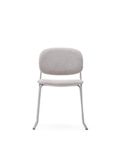 Load image into Gallery viewer, Meli stackable chair in beige chenille with beige metal legs FSC Mix Credit - image 4