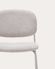 Load image into Gallery viewer, Meli stackable chair in beige chenille with beige metal legs FSC Mix Credit - image 6
