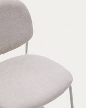Load image into Gallery viewer, Meli stackable chair in beige chenille with beige metal legs FSC Mix Credit - image 8