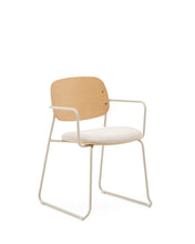Load image into Gallery viewer, Meli chair in ash veneer with beige chenille seat and beige metal structure FSC Mix Credit