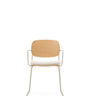 Load image into Gallery viewer, Meli chair in ash veneer with beige chenille seat and beige metal structure FSC Mix Credit - image 4