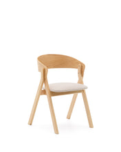 Load image into Gallery viewer, Godia chair in ash veneer with a natural finish and beige chenille - image 2