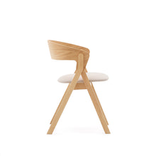Load image into Gallery viewer, Godia chair in ash veneer with a natural finish and beige chenille - image 3