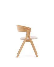 Load image into Gallery viewer, Godia chair in ash veneer with a natural finish and beige chenille - image 4