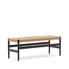 Load image into Gallery viewer, Zaide bench made of solid oak wood in a black finish and rope cord seat, 120 cm, FSC 100% - image 2