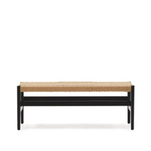 Load image into Gallery viewer, Zaide bench made of solid oak wood in a black finish and rope cord seat, 120 cm, FSC 100% - image 3
