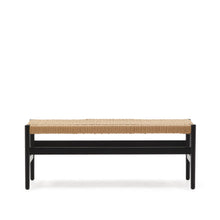 Load image into Gallery viewer, Zaide bench made of solid oak wood in a black finish and rope cord seat, 120 cm, FSC 100% - image 4