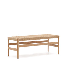 Load image into Gallery viewer, Zaide bench made of solid oak wood in a natural finish and rope cord seat, 120 cm, FSC 100%